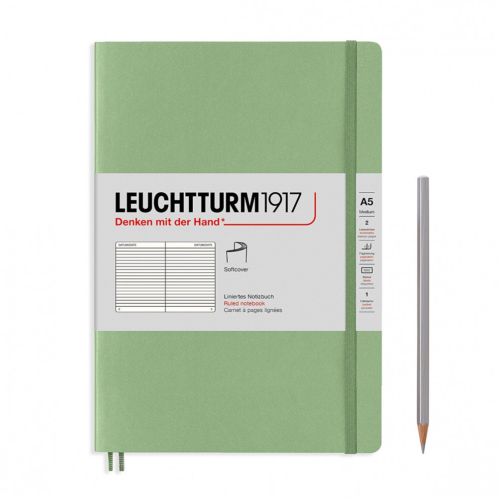 Leuchtturm, Journal, Art & School, Medium, A5, Softcover, Ruled, 443491, Sage